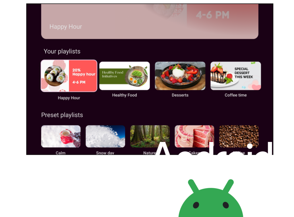 Dynamic digital signage for Android TV